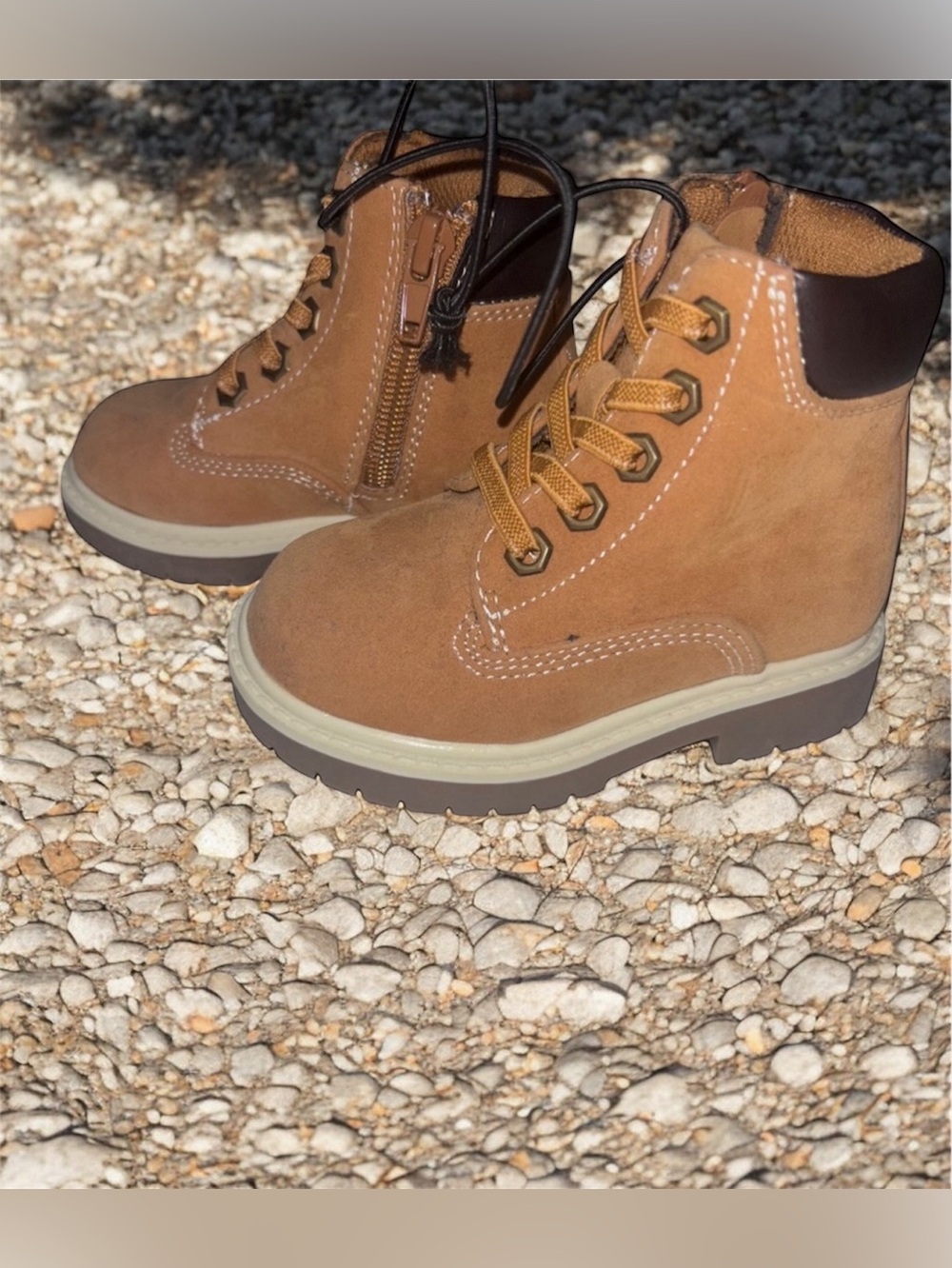 Thereabouts Kids Wheat Brown Zip-Up Combat Boots Infant Baby Sz 5